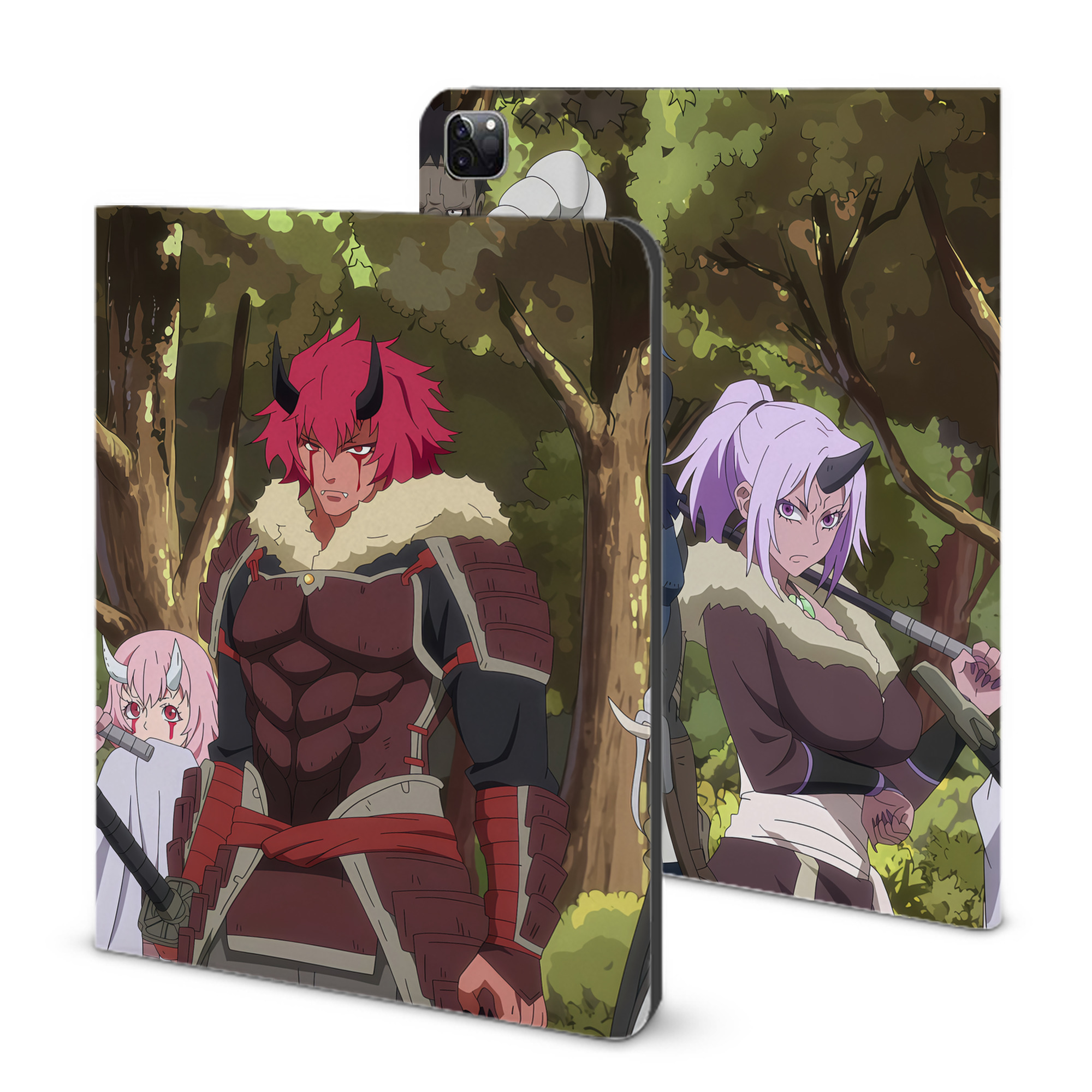 （画像用） 転スラ Regarding Reincarnated to Slime IPad ケース ブック型 PUレザー TPU 耐衝撃 軽量 薄型 ペン収納なし 全面保護 IPad 各モデル対応